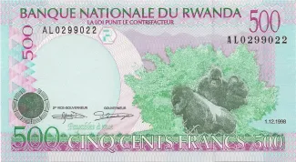 Rwanda 500 Francs, 1998 obverse