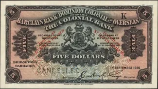 Saint Kitts and Nevis 5 Dollars, 1926 obverse