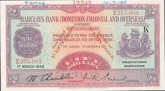 Saint Kitts and Nevis 5 Dollars, 1940 obverse