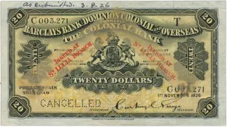 Saint Lucia 20 Dollars, 1926 obverse
