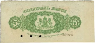 Saint Vincent and the Grenadines 5 Dollars, 1917 reverse