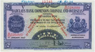 Saint Vincent and the Grenadines 5 Dollars, 1937 obverse