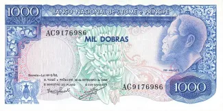 São Tomé and Príncipe 1.000 Dobras, 1982 obverse