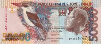 São Tomé and Príncipe 50.000 Dobras, 1996-2013 obverse