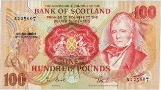Scotland 100 Pounds, 1971-1990 obverse
