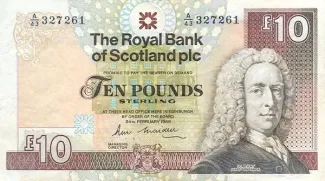 Scotland 10 Pounds, 1987-1990 obverse