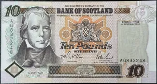 Scotland 10 Pounds, 1995-2006 obverse