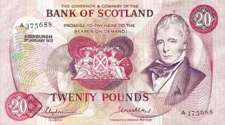 Scotland 20 Pounds, 1970-1987 obverse