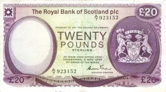Scotland 20 Pounds, 1982-1985 obverse