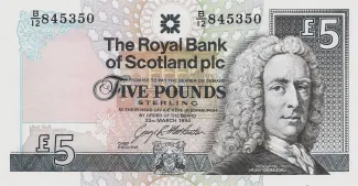 Scotland 5 Pounds, 1988-2010 obverse