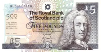 Scotland 5 Pounds, 2005 P-364 obverse
