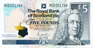 Scotland 5 Pounds, 2014 P-369 obverse