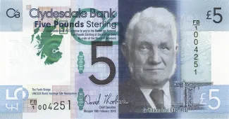 Scotland 5 Pounds, 2015 P-229 obverse