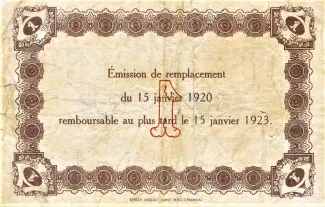 Seine-Maritime, Department of 1 Francs, 1920 reverse