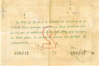 Seine-Maritime, Department of 2 Francs, 1915 reverse