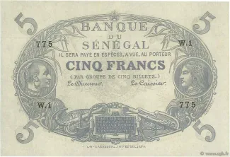 Senegal 5 Francs, 1874 obverse