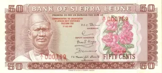 Sierra Leone 50 Cents, 1980 P-9 obverse