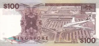 Singapore 100 Dollars, 1985 reverse