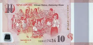 Singapore 10 Dollars, 2015 P-57 reverse