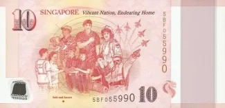 Singapore 10 Dollars, 2015 P-59 reverse
