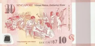 Singapore 10 Dollars, 2015 P-60 reverse