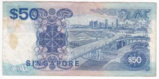 Singapore 50 Dollars, 1987-1994 reverse