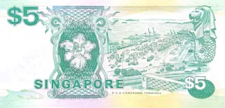 Singapore 5 Dollars, 1989-1997 reverse