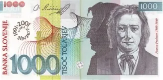 Slovenia 1,000 Tolarjev, 2001 P-26 obverse