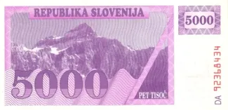 Slovenia 5.000 Tolarjev, 1992 obverse