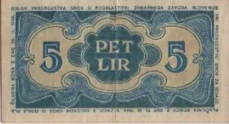 Slovenia 5 Liri, 1944