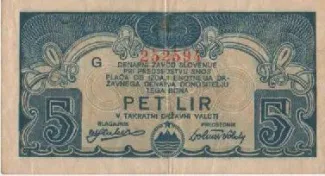 Slovenia 5 Liri, 1944 reverse