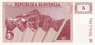 Slovenia 5 Tolarjev, 1990 obverse