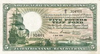 South Africa 5 Pounds, 1928 image