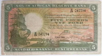 South Africa 5 Pounds, 1947 image