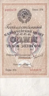 Soviet Union 1 Gold Rouble, 1924 obverse