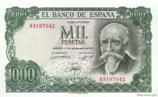 Spain 1,000 Pesetas, 1971 P-154 obverse