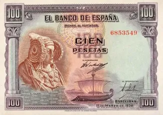 Spain 100 Pesetas, 1938 P-90 obverse
