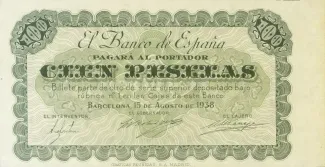Spain 100 Pesetas, 1938 P-91 obverse