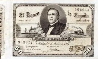 Spain 50 Pesetas, 1884 obverse
