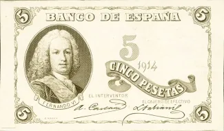 Spain 5 Pesetas, 1914 P-68 obverse