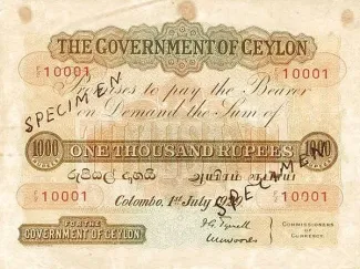 Sri Lanka 1.000 Rupees, 1929 image