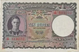 Sri Lanka 10 Rupees - George VI, 1948 image
