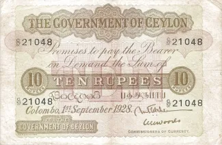 Sri Lanka 10 Rupees, 1928 image