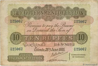 Sri Lanka 10 Rupees, 1939 image