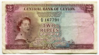 Sri Lanka 2 Rupees - Elizabeth II, 1954 image