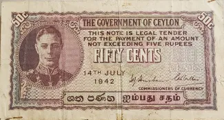 Sri Lanka 50 Cents - George VI, 1949 image
