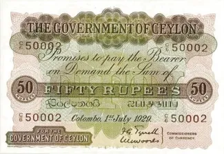 Sri Lanka 50 Rupees, 1929 image