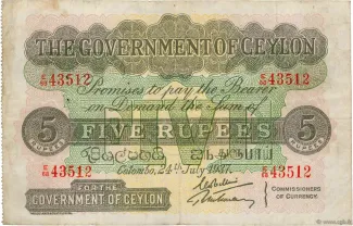 Sri Lanka 5 Rupees, 1939 image
