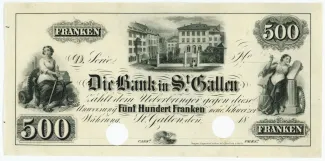 St. Gallen 500 Francs, 1852 obverse