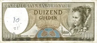 Suriname 1.000 Gulden, 1957 obverse